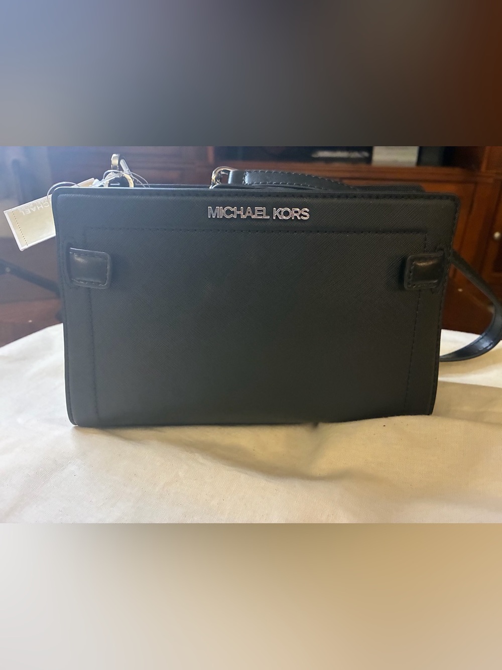 Michael Kors Rayne Small Black Leather Crossbody Bag NWT